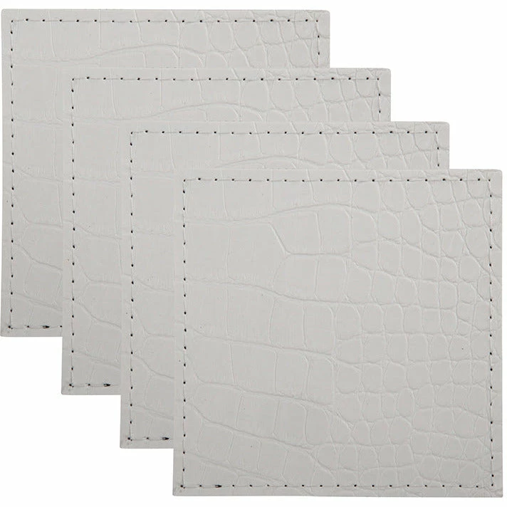 Maxwell and Williams Table Accents Leather Look Alligator Coaster 10x10cm Set of 4 Ecru