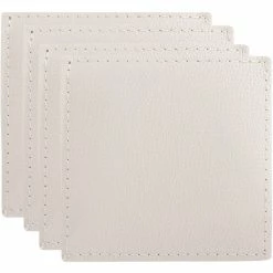 Maxwell and Williams Table Accents Leather Look Cowhide Coaster 10x10cm Set of 4 Ivory
