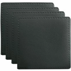 Maxwell and Williams Table Accents Leather Look Cowhide Coaster 10x10cm Set of 4 Charcoal
