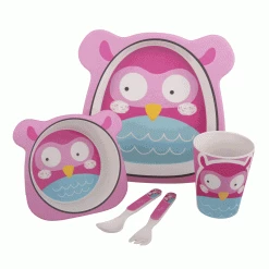 Bambeco Bamboo 5 Piece Kids Meal Set - Owl
