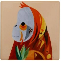 Maxwell and Williams Pete Cromer Wildlife Ceramic Square Coaster 9.5cm - Orangutan