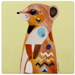 Maxwell and Williams Pete Cromer Wildlife Ceramic Square Coaster 9.5cm - Meerkat