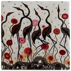 Maxwell and Williams Melanie Hava Ceramic Square Coaster 10cm - Brolgas