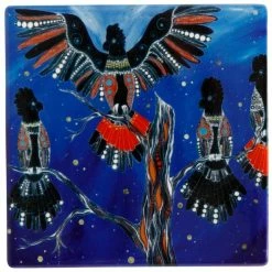 Maxwell and Williams Melanie Hava Ceramic Square Coaster 10cm - Black Cockatoos