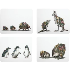 Maxwell and Williams Marini Ferlazzo Australian Families Cork Back Placemat 34x26.5cm Set of 4 Assorted Gift Boxed