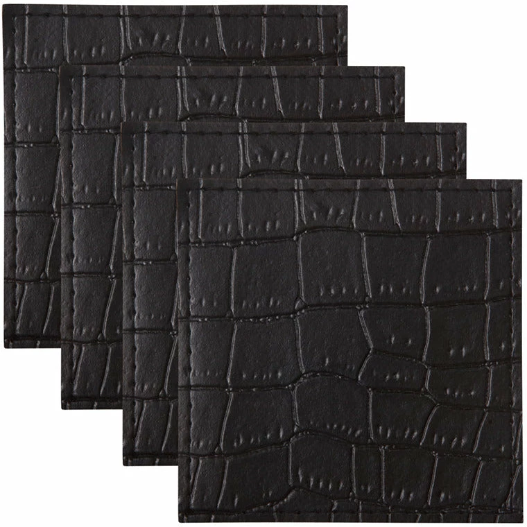 Maxwell and Williams Table Accents Leather Look Alligator Coaster 10x10cm Set of 4 Black