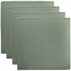 Maxwell and Williams Table Accents Leather Look Cowhide Coaster 10x10cm Set of 4 Sage