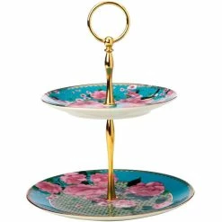 Maxwell and Williams Teas And CS Silk Road 2 Tiered Cake Stand Aqua