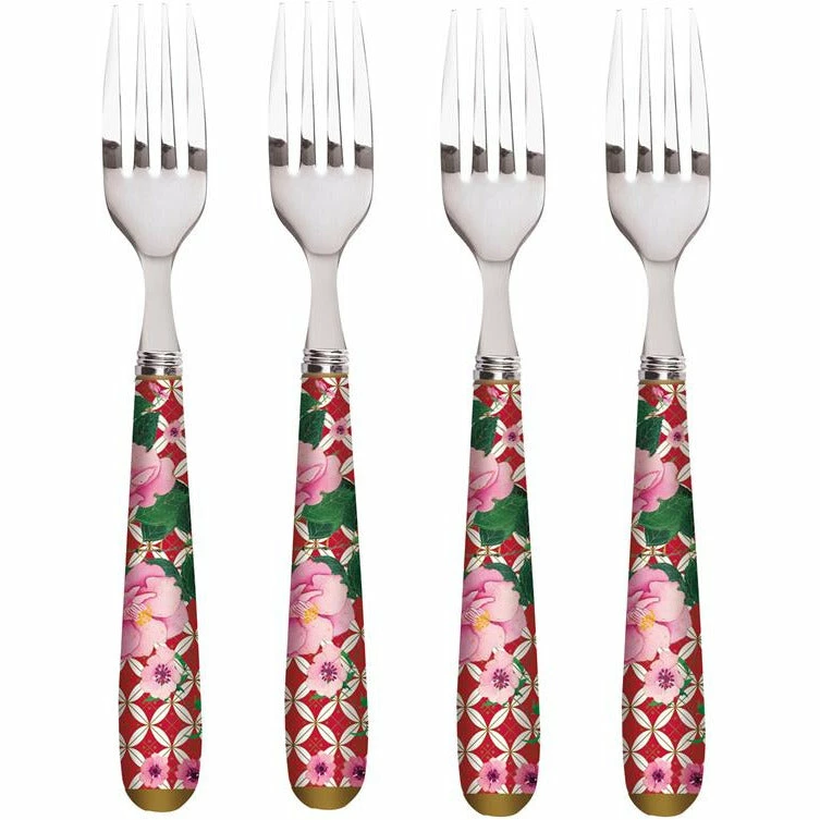 Maxwell and Williams Teas And CS Silk Road Cake Fork Set Of 4 - Cherry Red