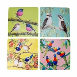 Maxwell and Williams Katherine Castle Bird Talk Cork Back Placemat 29x29cm Set of 4 Assorted Gift Boxed
