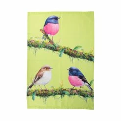 Maxwell and Williams Katherine Castle Bird Talk Tea Towel 50x70cm Pink Robins