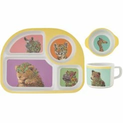 Maxwell and Williams Marini Ferlazzo Wild Planet Childrens Bamboo 3pc Dinner Set Yellow Gift Boxed