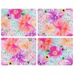 Maxwell and Williams Teas and Cs Dahlia Daze Cork Back Placemat Set of 4 34x26.5cm Assorted Gift Boxed