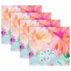 Maxwell and Williams Teas and Cs Dahlia Daze Cotton Napkin Set of 4 45x45cm Sky