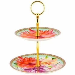 Maxwell and Williams Teas and Cs Dahlia Daze 2 Tiered Cake Stand Sky Gift Boxed