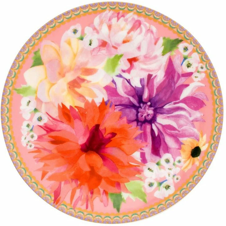 Maxwell and Williams Teas and Cs Dahlia Daze Coupe Plate 19.5cm Pink Gift Boxed