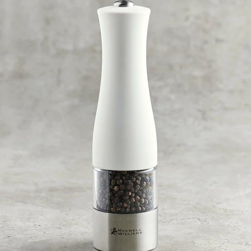 Maxwell and Williams Cosmopolitan Electric Salt/Pepper Mill 21cm White Gift Boxed - Image 2