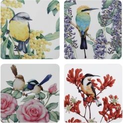 Maxwell and Williams Royal Botanic Gardens - Garden Friends Cork Back Coaster 10.5cm Set of 4 Assorted Gift Boxed