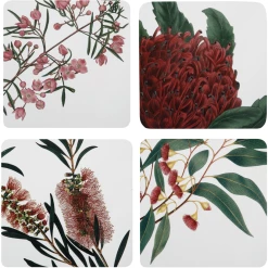 Maxwell and Williams Royal Botanic Gardens Cork Back Coaster 10.5cm Set of 4 Assorted Gift Boxed