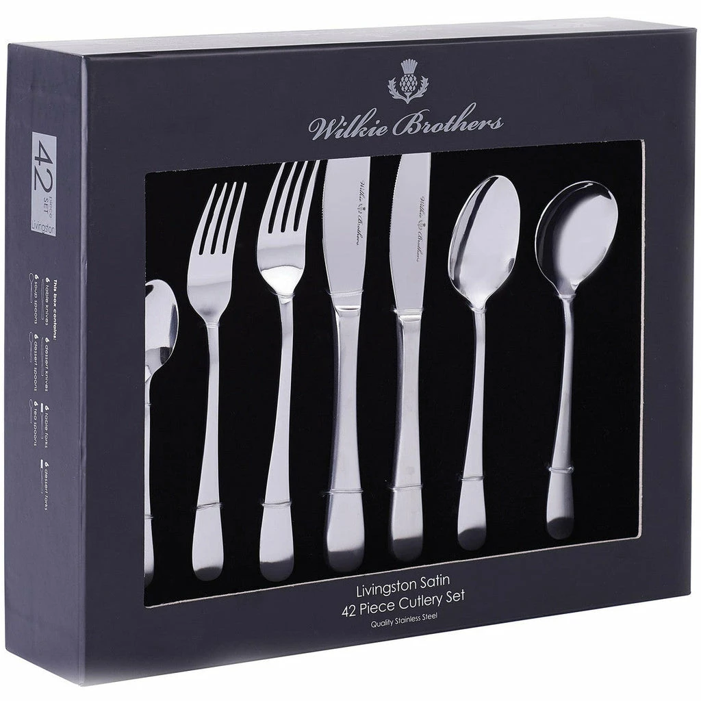 Wilkie Brothers Livingston Satin 42 Piece Cutlery Set